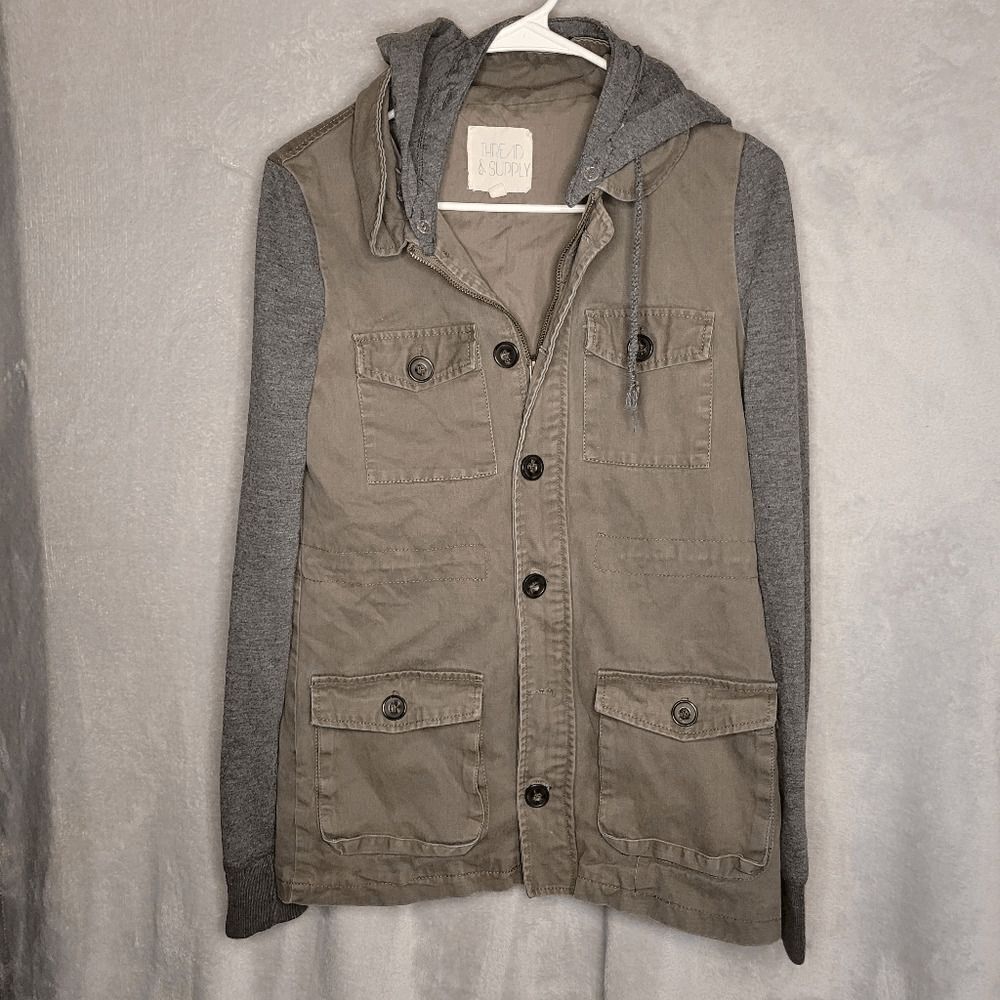 Thread‎ & Supply Cargo Vest hoodie jacket small grunge shacket